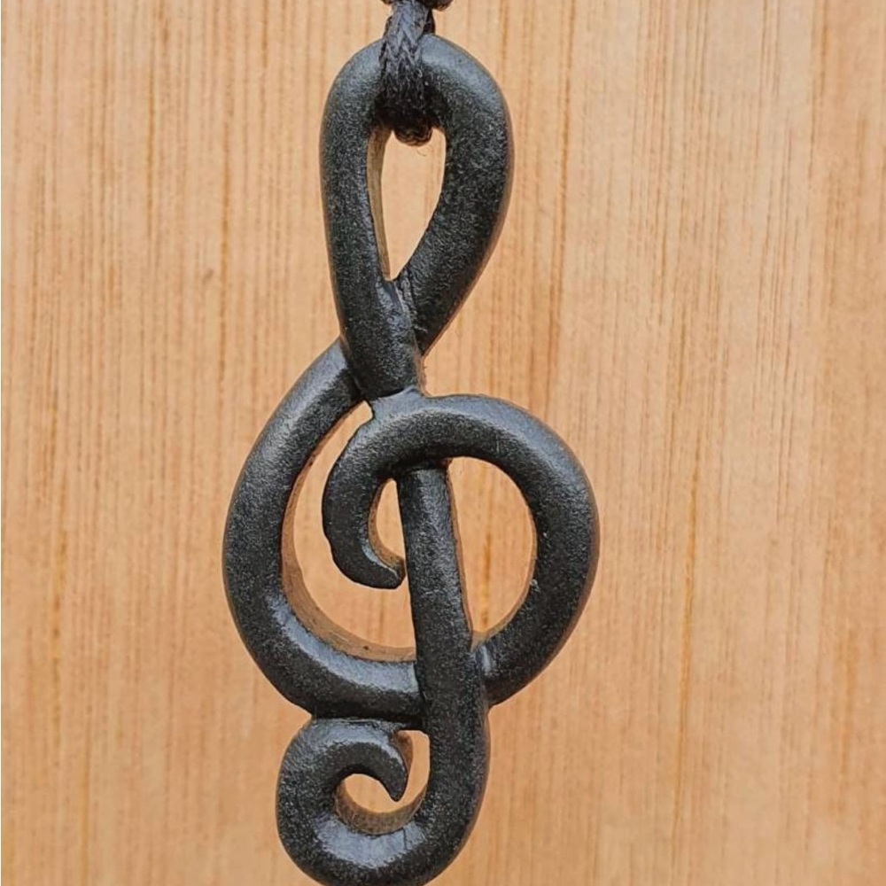 Black Treble Clef Pendant on Adjustable cord
